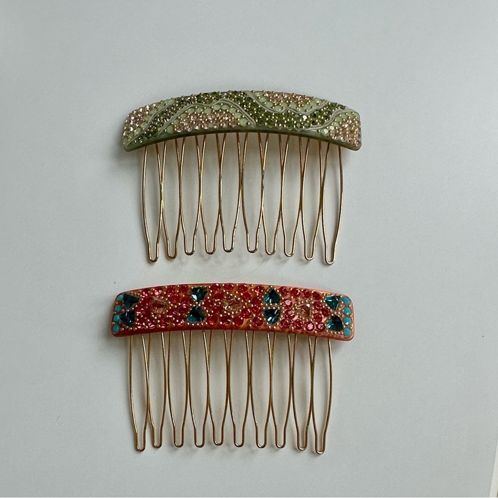 M. C. Davidian Swarovski Crystal Hair Combs Set - Multicolor - Picture 2 of 6